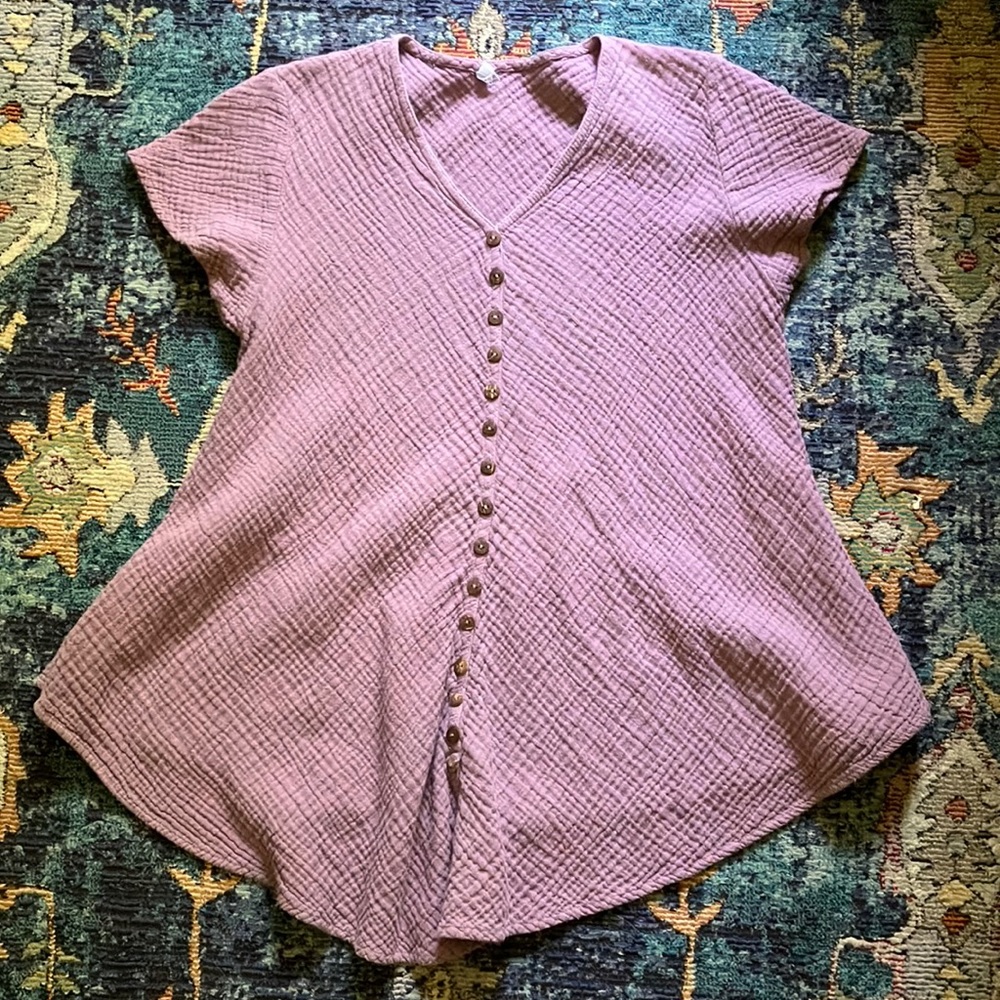 Mauve Crinkle Gauze Top